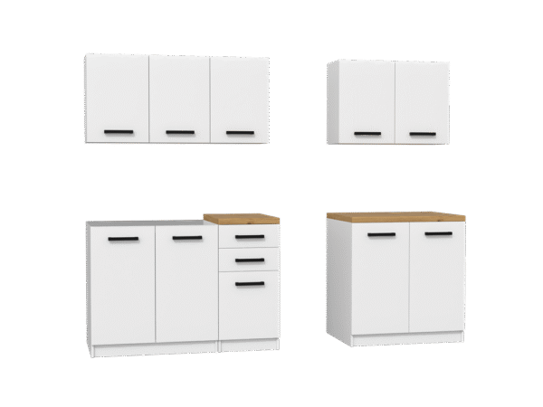 Katia SET200 Kitchen Furniture Set – Artisan Oak Worktop / Matt White