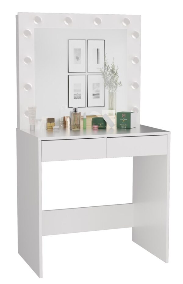 Dressing Table with Mirror and LED Lighting Marina 2S – White