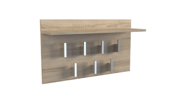Wall Coat Rack 2F – Oak Sonoma | Modern Hanging Rack with Shelf and 7 Hooks
