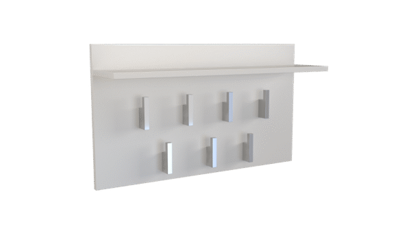 Wall Coat Rack 2F – White | Modern Hanging Rack with Shelf and 7 Hooks
