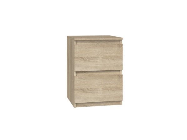 Malwa M2 Bedside Table – Sonoma Oak – Modern 2-Drawer Nightstand