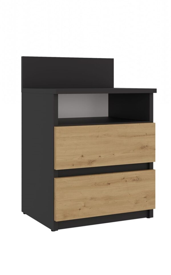 Malwa M1 Bedside Table – ANTHRACITE / ARTISAN OAK