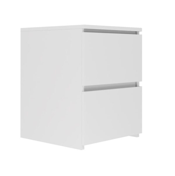 Malwa W2 Bedside Table – White Matte – 2 Drawers – Modern Minimalist Nightstand