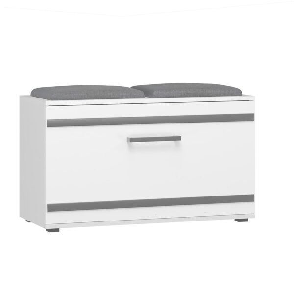 Opal Shoe Cabinet with Seat – White