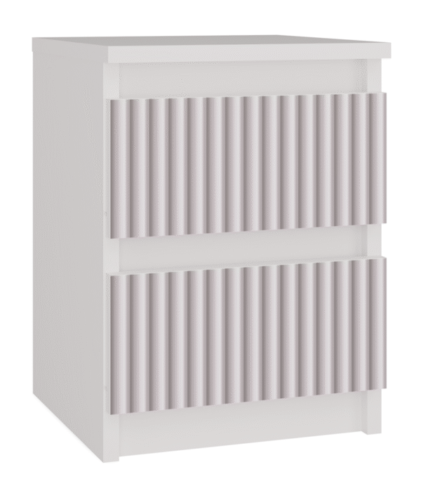 Malwa M2 ARTESO Pink Bedside Table – White Body, Pink Front – 2-Drawer Nightstand