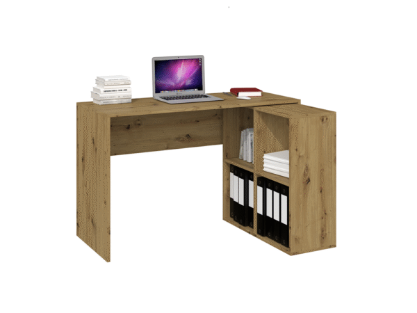 Plus 2x2 Corner Desk with Shelf – Artisan Oak