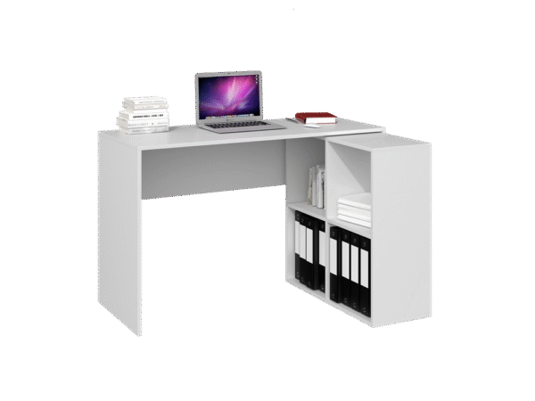 Plus 2x2 Corner Desk with Shelf Unit – White