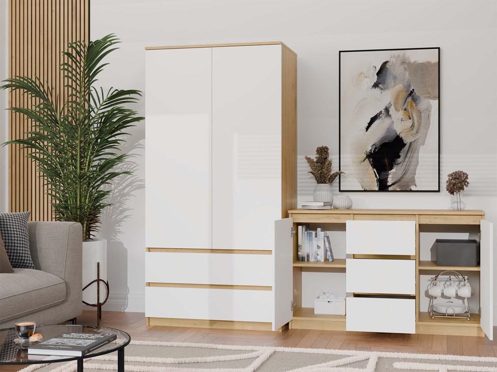 Malwa 2D3S Chest of Drawers – Artisan Oak & White | 120 cm - Image 5