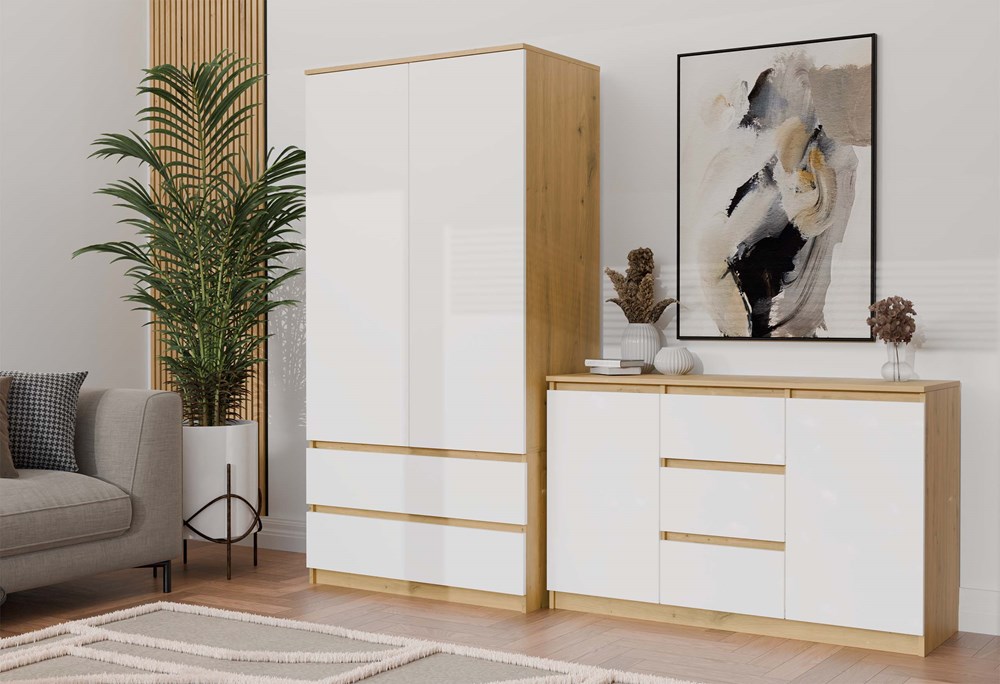 Malwa 2D3S Chest of Drawers – Artisan Oak & White | 120 cm - Image 4