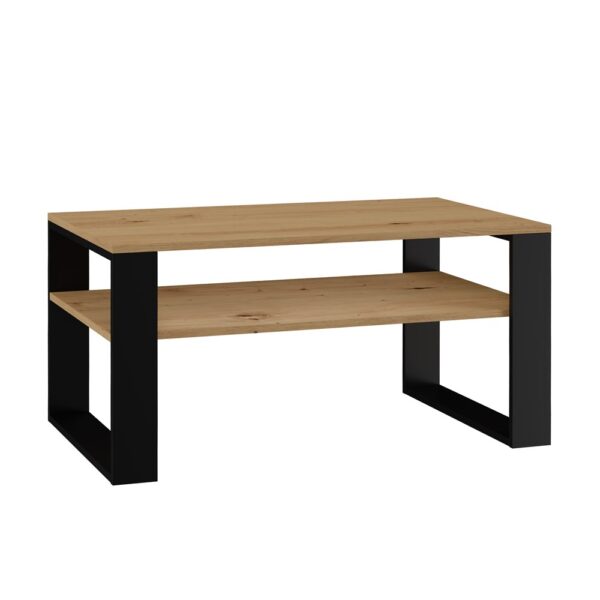 Modern 1P Coffee Table Artisan Oak & Black – Modern Living Room Table with Shelf