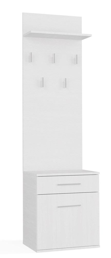 Hallway Set DUO – White Matte | Shoe Cabinet & Wall Coat Rack with Shelf