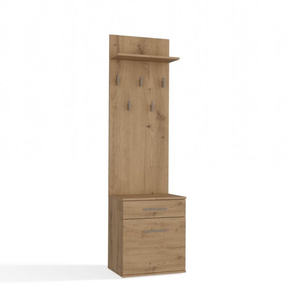 Hallway Set DUO – Oak Artisan | Shoe Cabinet & Wall Coat Rack with Shelf