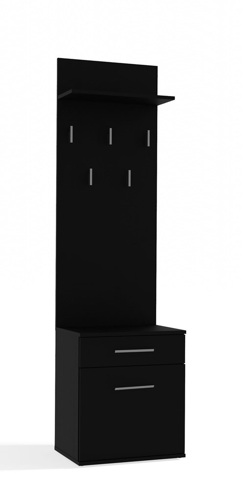 Hallway Set DUO – Black Matte | Shoe Cabinet & Wall Coat Rack with Shelf
