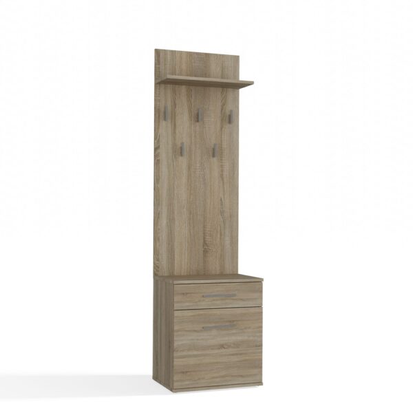Hallway Set DUO – Oak Sonoma | Shoe Cabinet & Wall Coat Rack with Shelf