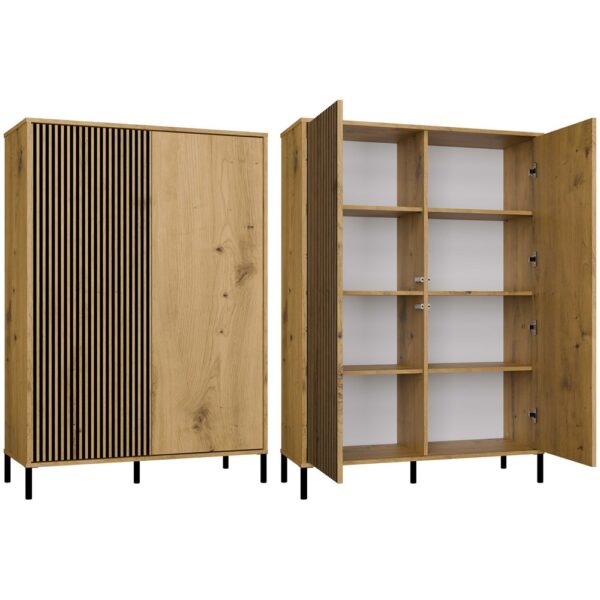 Display Cabinet KAMARO 2DD SLIM/Smooth – Artisan Oak | Fluted & Classic Fronts