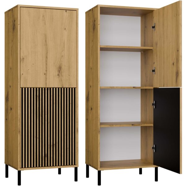 Display Cabinet KAMARO 2DK SLIM/Smooth – Artisan Oak | Fluted & Classic Fronts