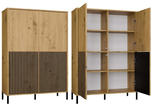 Display Cabinet KAMARO 4DK SLIM/Smooth – Artisan Oak | Fluted & Classic Fronts