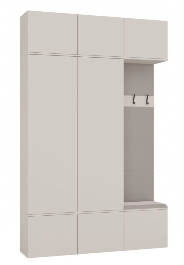 HAGA III 2SZ1W Hallway Wardrobe Set – Cashmere Beige (2 Wardrobes + Coat Rack)