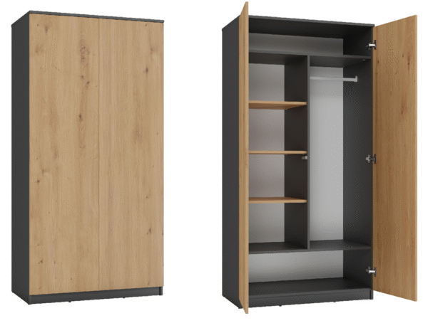 Wardrobe Malwa SD-90 – Anthracite / Oak Artisan