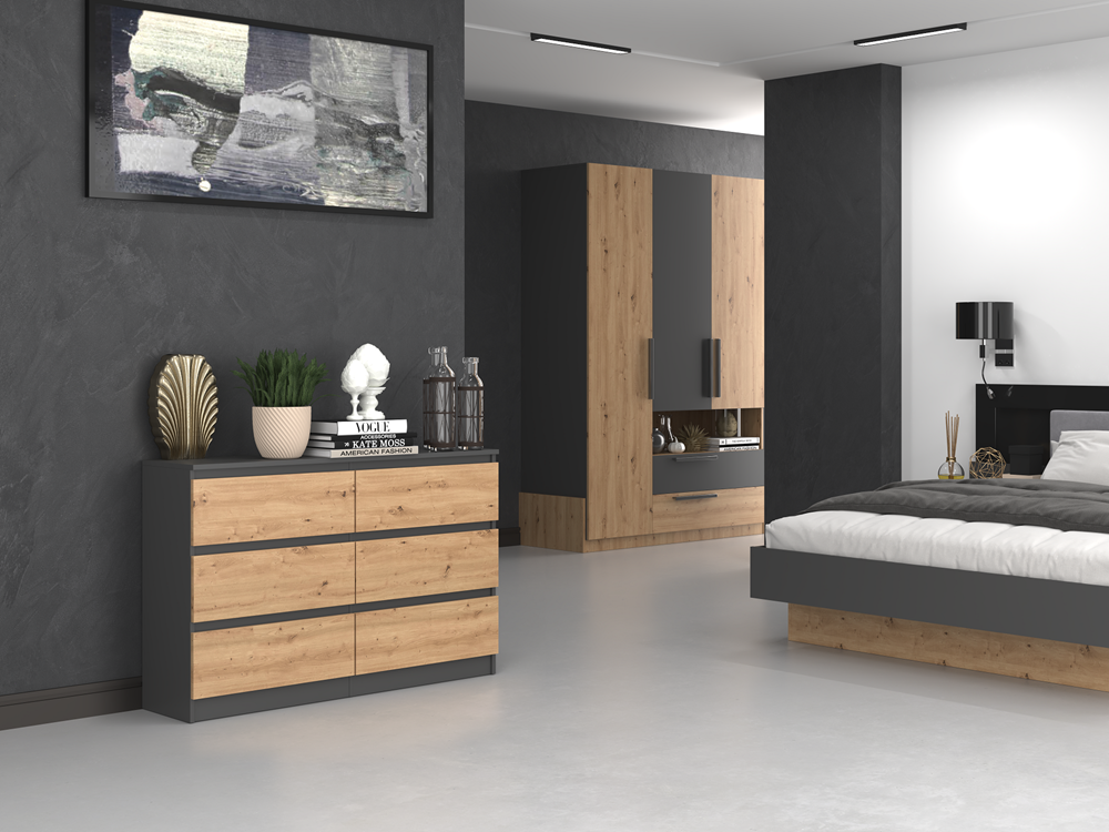 MALWA M6/120 Chest of Drawers – Anthracite & Oak Artisan - Image 3