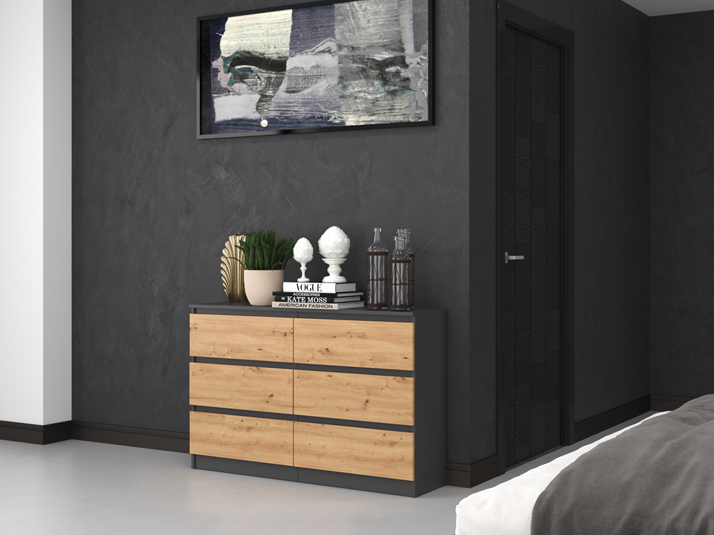 MALWA M6/120 Chest of Drawers – Anthracite & Oak Artisan - Image 4