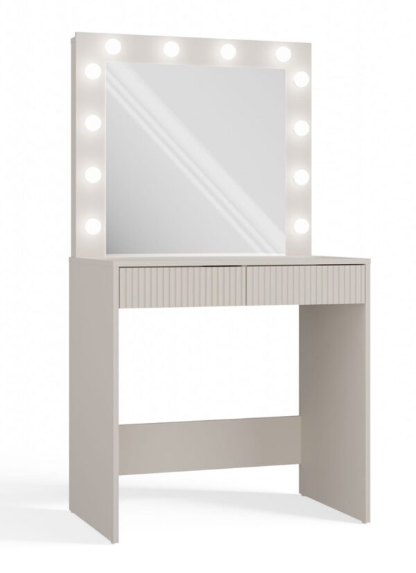 Dressing Table with Mirror and LED Lighting Marina 2S SLIM – Cashmere Beige