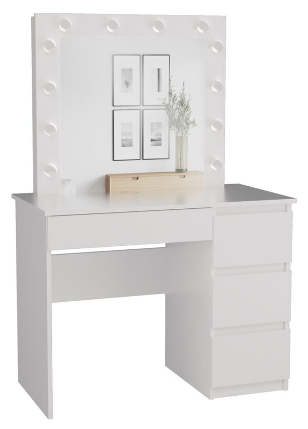 Dressing Table with Mirror and LED Lighting Marina MIJAS Right – White