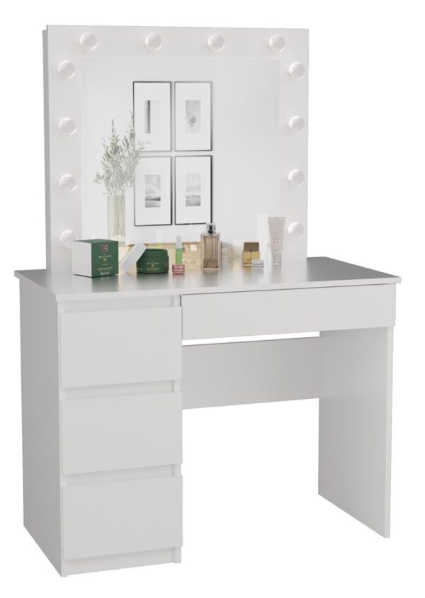 Dressing Table with Mirror and LED Lighting Marina MIJAS Left – White