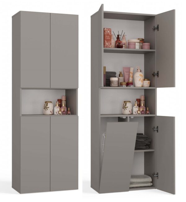 Nel 1K/DK Bathroom Tall Cabinet – Clay Grey