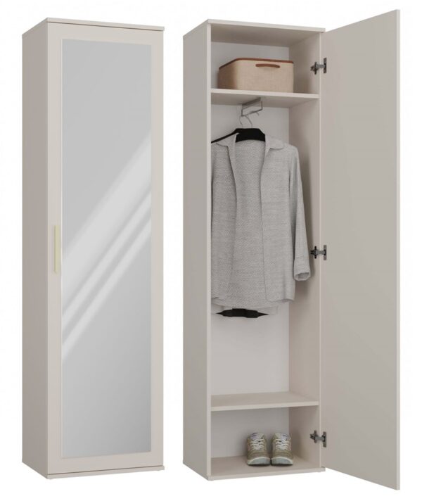 DUO Wardrobe with Mirror – Cashmere Beige