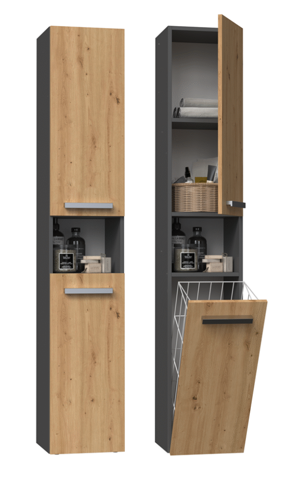 Bathroom Tall Cabinet Nel III – Anthracite / Artisan Oak