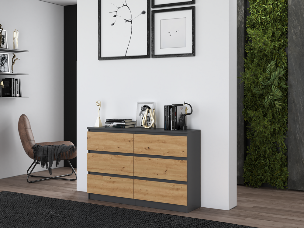 MALWA M6/120 Chest of Drawers – Anthracite & Oak Artisan - Image 7
