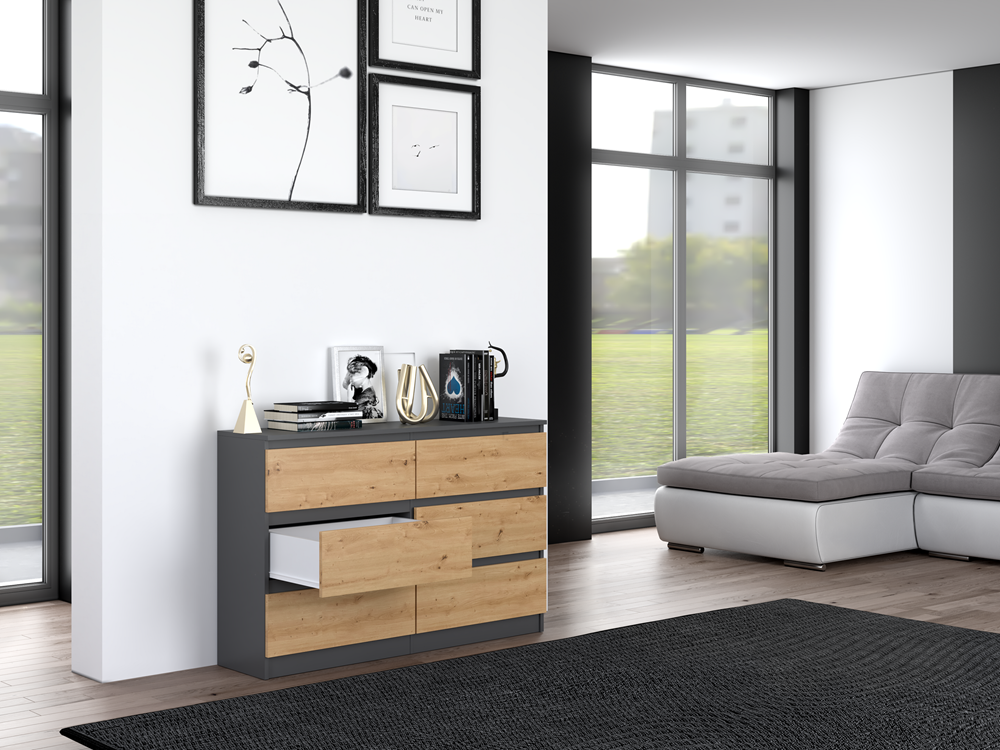 MALWA M6/120 Chest of Drawers – Anthracite & Oak Artisan - Image 6