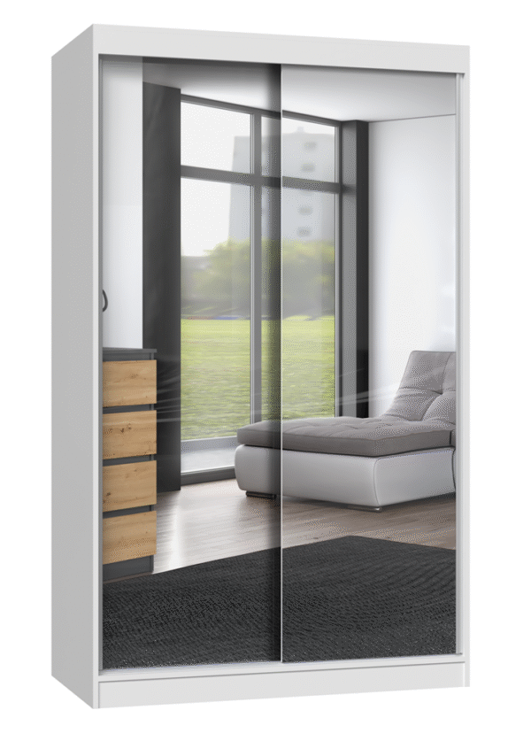IGA 120A Wardrobe – White (Sliding Doors with Mirrors)