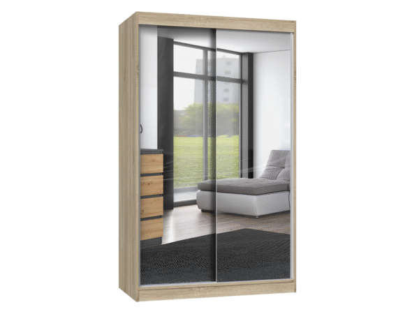 IGA 120A Wardrobe – Sonoma Oak (Sliding Doors with Mirrors)