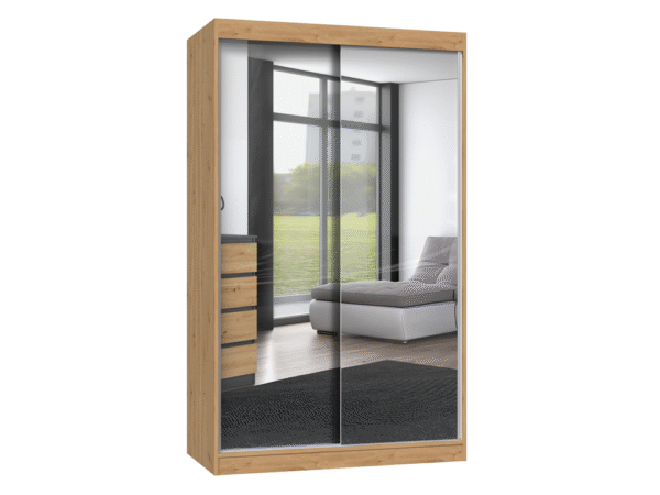 IGA 120A Wardrobe – Artisan Oak (Sliding Doors with Mirrors)