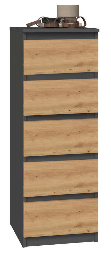 Malwa W5 Chest of Drawers – Anthracite / Artisan Oak