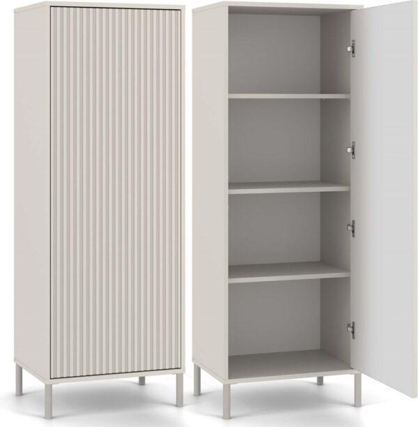 Display Cabinet KAMARO 1DD SLIM – Cashmere Beige | Fluted Front
