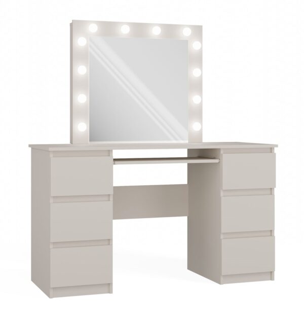 Dressing Table with Mirror and LED Lighting Marina KUBA – Cashmere Beige