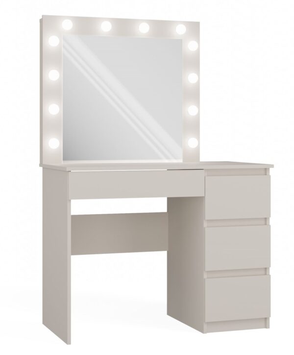 Dressing Table with Mirror and LED Lighting Marina MIJAS Right – Cashmere Beige