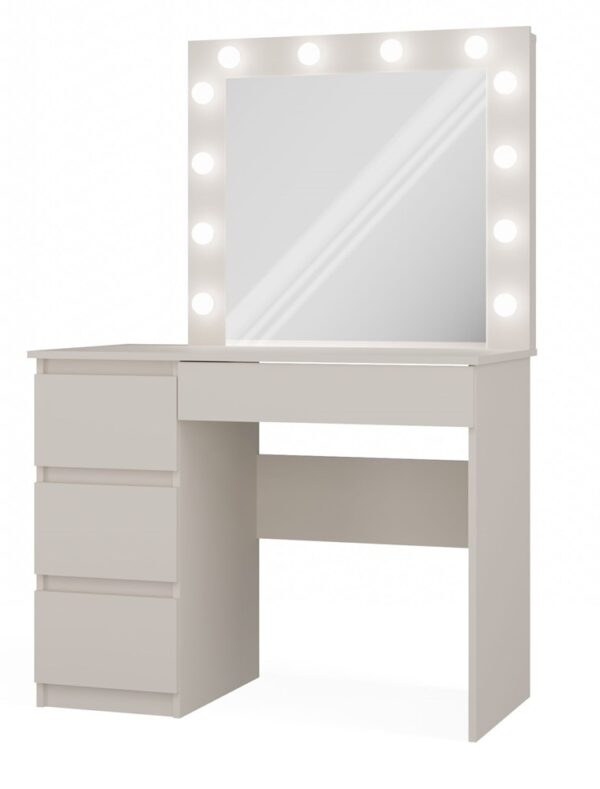 Dressing Table with Mirror and LED Lighting Marina MIJAS Left – Cashmere Beige