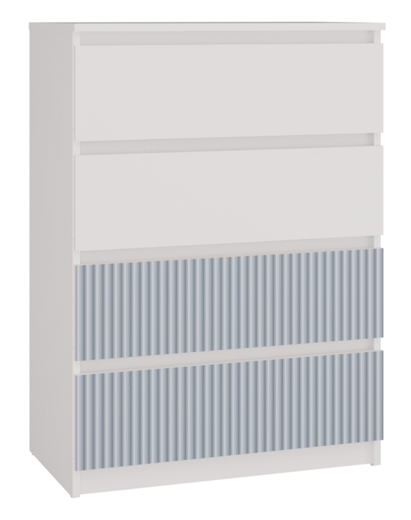 Malwa M4 ARTESO BLUE – Chest of Drawers, 4 Drawers – White / Blue