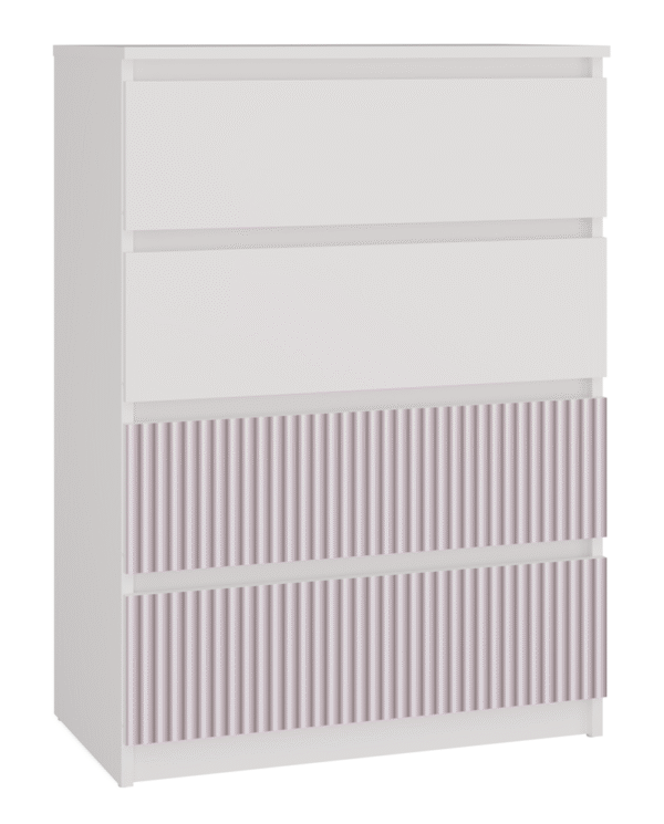 Malwa M4 ARTESO PINK – Chest of Drawers, 4 Drawers – White / Pink