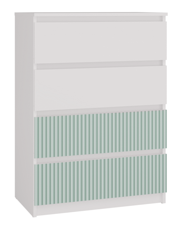 Malwa M4 ARTESO MINT – Chest of Drawers, 4 Drawers – White / Mint