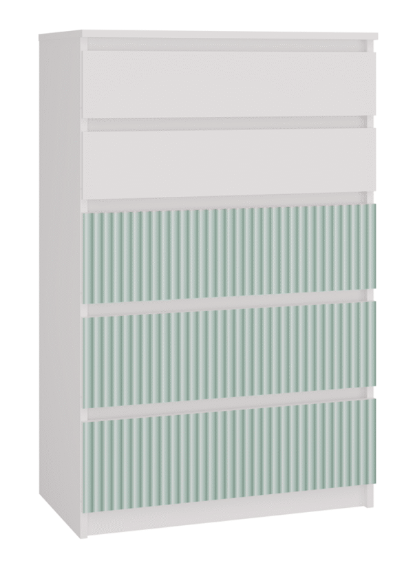 Malwa M5 Arteso Mint Chest of Drawers – White & Mint