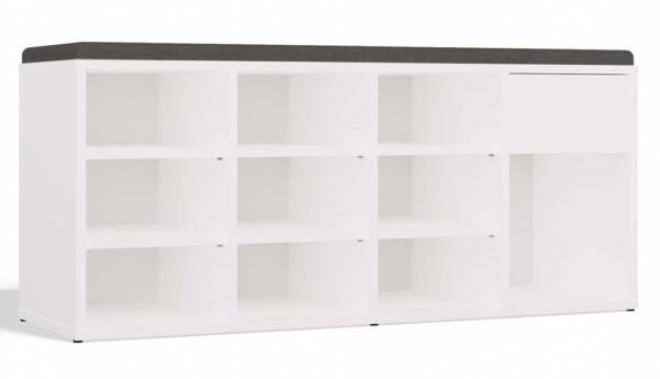 Tallin Open Shoe Storage Bench with Drawer – White Matte