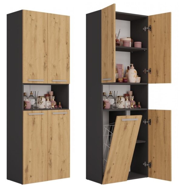 Bathroom Tall Cabinet Nel 1K/DK – Anthracite / Artisan Oak