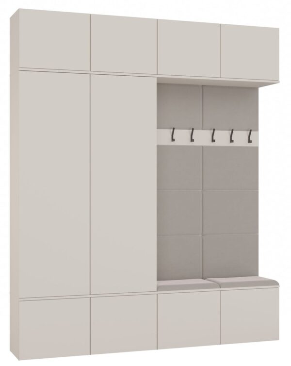 HAGA IV 2SZ2W Hallway Wardrobe Set – Cashmere Beige (2 Wardrobes + 2 Coat Racks