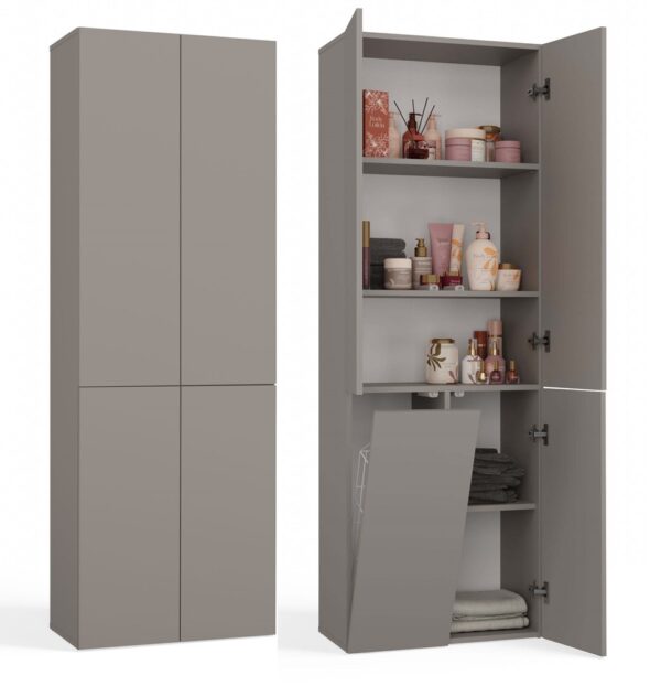 Nel 1K/DD Tall Bathroom Cabinet – Clay Grey