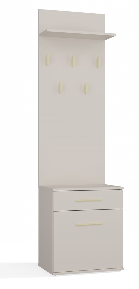 Hallway Set DUO – Cashmere Beige | Shoe Cabinet + Wall Coat Rack with Shelf and 5 Hooks
